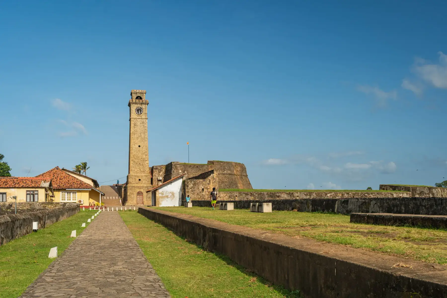 The historic clock tower on the walls of Galle Fort.