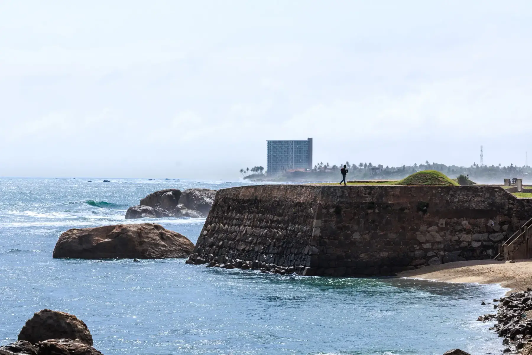 The ramparts of Galle Fort above the Indian Ocean.